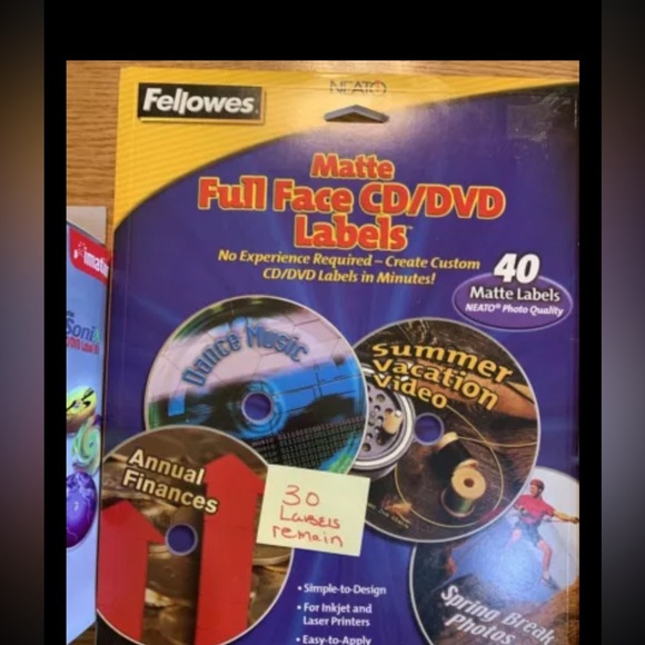 Lot- Imation SONIX Kit CD & DVD Label Maker Kit System Extra Refill Label Packs - Picture 3 of 9